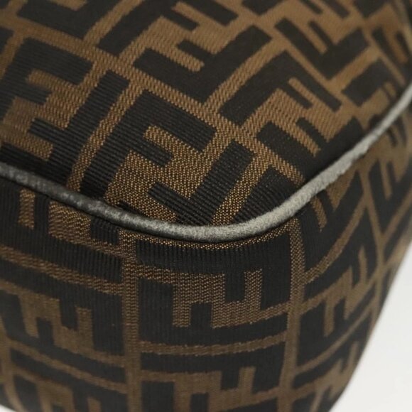 FENDI Zucca Canvas Shoulder Bag Black Brown gold Auth 141407 - Picture 4 of 16